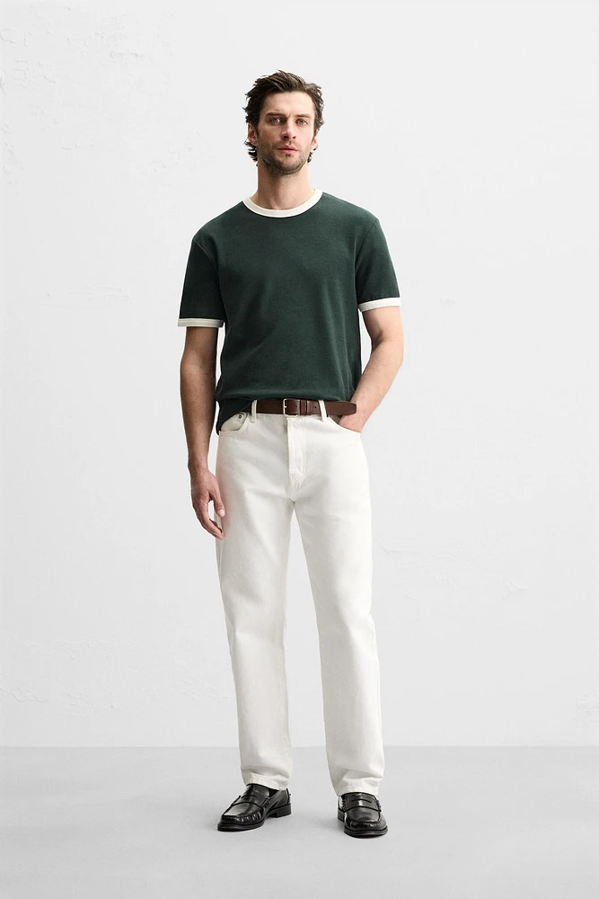 BASIC RIBBED CONTRAST T-SHIRT