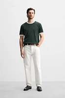 BASIC RIBBED CONTRAST T-SHIRT