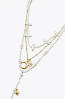 LOT DE 3 COLLIERS PERLES SOLEIL LUNE