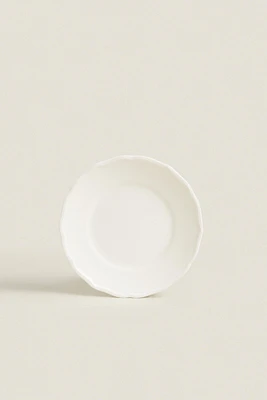 EARTHENWARE SIDE DISH WITH RAISED-DESIGN EDGE