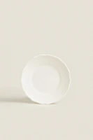 EARTHENWARE SIDE DISH WITH RAISED-DESIGN EDGE