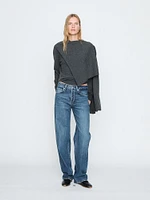 Mid-rise wide-leg full length jeans