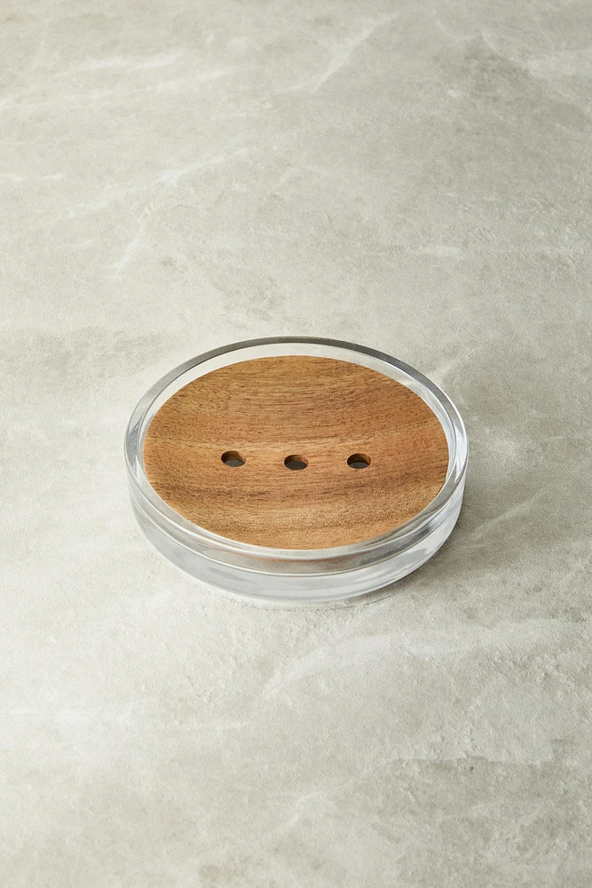 PORTE-SAVON SALLE DE BAIN VERRE RECYCLABLE BOIS