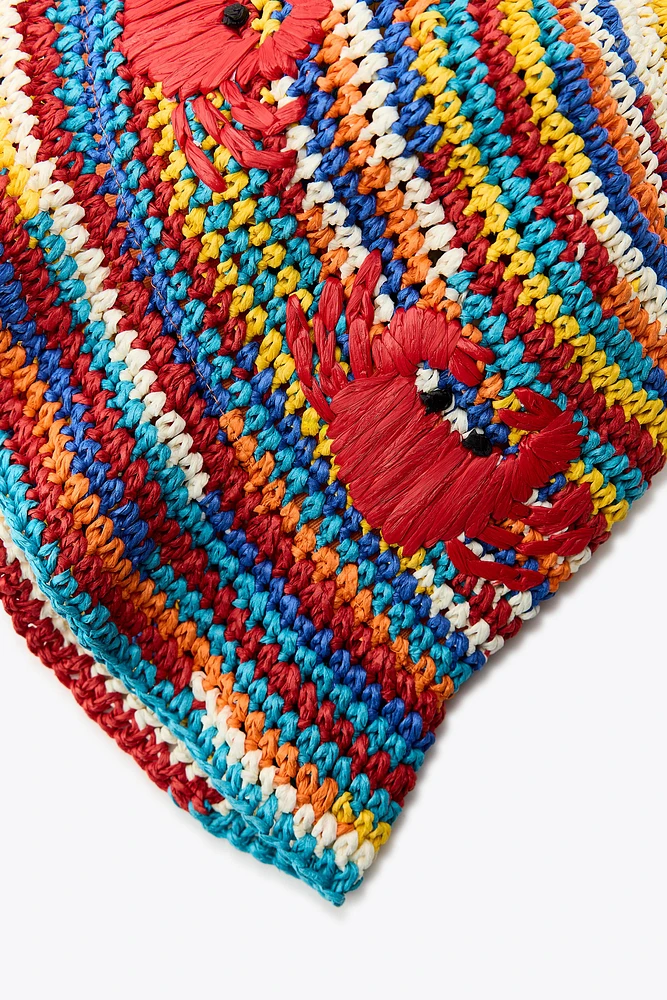 CHAPEAU MULTICOLORE TRESSÉ CRABE