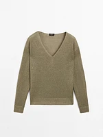 100% linen V-neck sweater