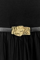 BELTED COMBINATION MIDI DRESS