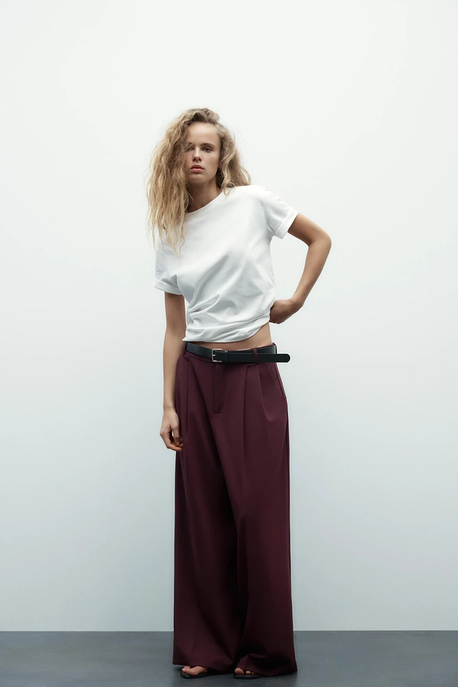 DOUBLE PLEAT BELTED PANTS