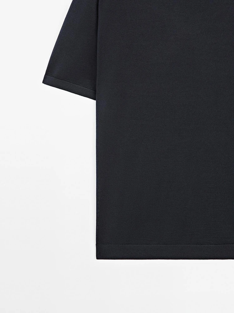 T-shirt en maille de laine mélangée à manches courtes