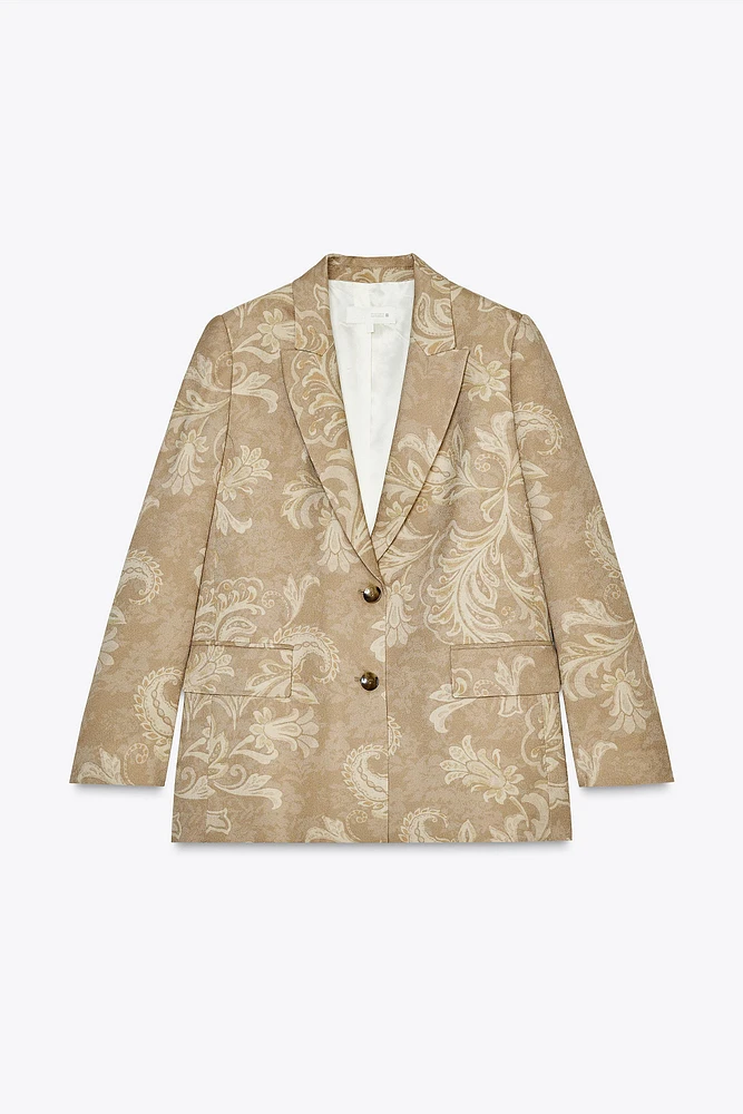 PRINTED BLAZER WITH SHOULDER PADS