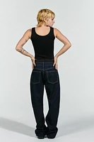 TRF MID-RISE WIDE LEG RHINESTONE JEANS