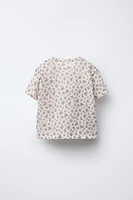 FLORAL PRINT FINE KNIT T-SHIRT