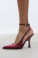 SATIN FINISH SLINGBACK PUMPS