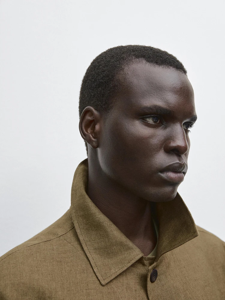 100% linen overshirt with pockets