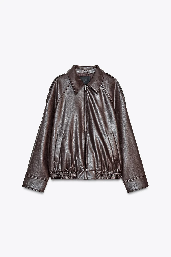 BLOUSON BOMBER MATIÈRE SYNTHÈTIQUE