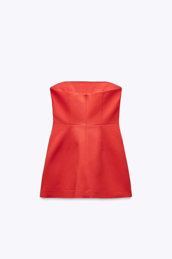 STRAPLESS LAPEL DRESS
