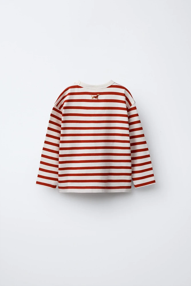 T-SHIRT BRODÉ À RAYURES