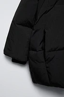 WATER REPELLENT HOODED DOWN PUFFER COAT