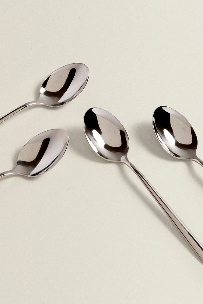 SET OF SHINY STEEL DESSERT SPOONS (SET OF 4)