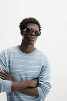 100% LINEN STRIPED SWEATER