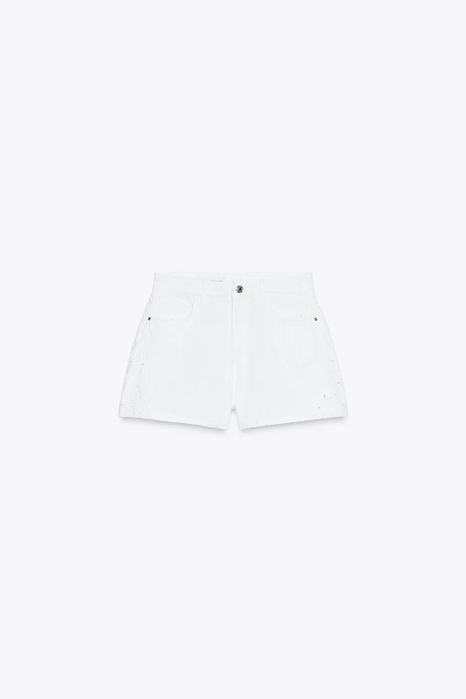 Z1975 SHORTS WITH OPENWORK EMBROIDERY