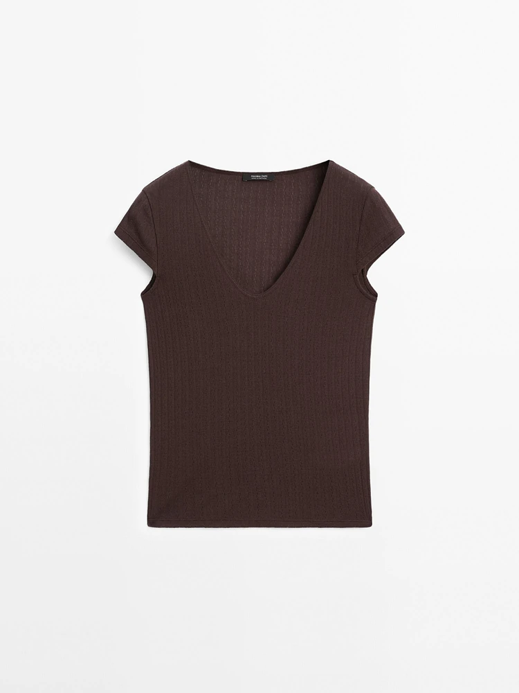 T-shirt maille ajourée pointelle