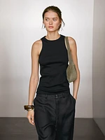 Cotton blend halter-neck top