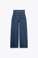 TRF HIGH-WAISTED PAPERBAG BELT JEANS