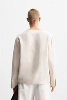CHEMISE POLO STRUCTURÉE MÉLANGE LIN