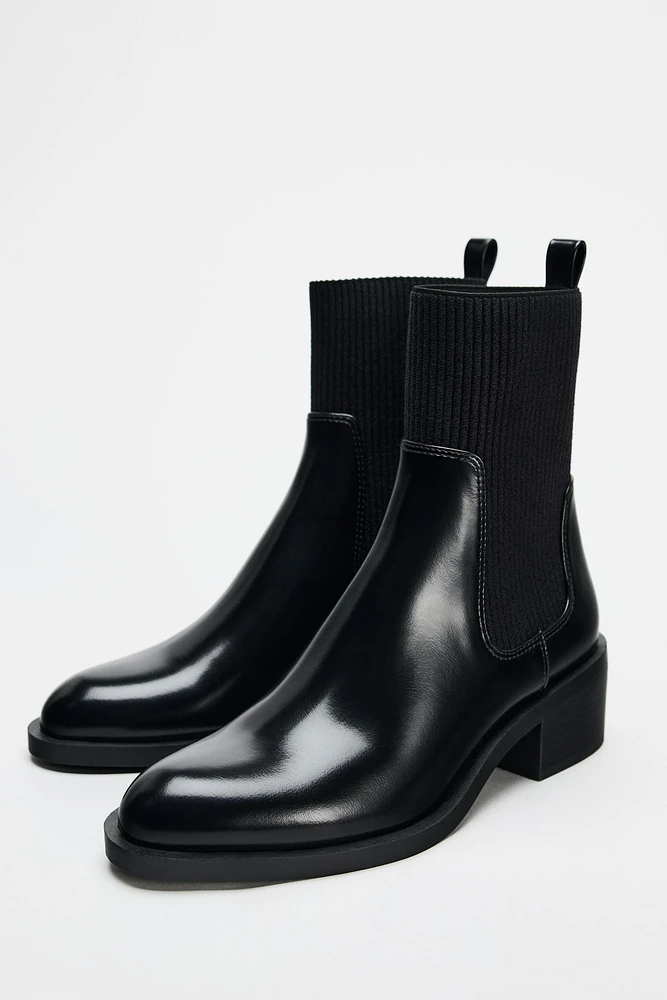 FAUX PATENT LEATHER CHELSEA BOOTS