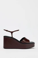 LEATHER PLATFORM WEDGES