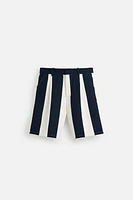 PLEATED STRIPED SHORTS