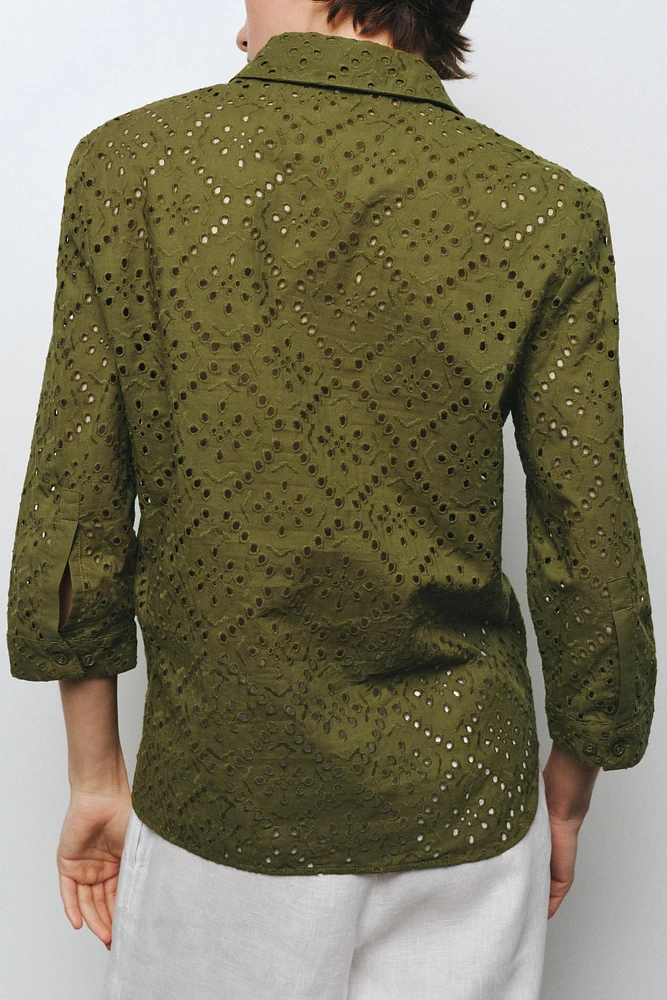 EMBROIDERED EYELET SHIRT ZW COLLECTION