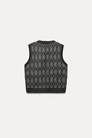 ARGYLE JACQUARD KNIT SWEATER VEST