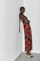 PRINTED TULLE SCARF DRESS