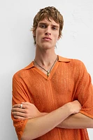 OPENWORK KNIT POLO SHIRT