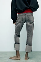 TRF STOVE PIPE FOLDED JEANS WITH A HIGH WAIST