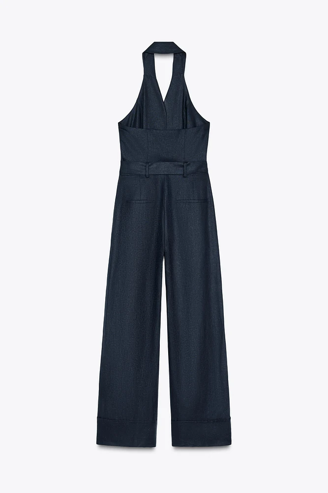 COMBINAISON HALTER CEINTURE AVEC LIN