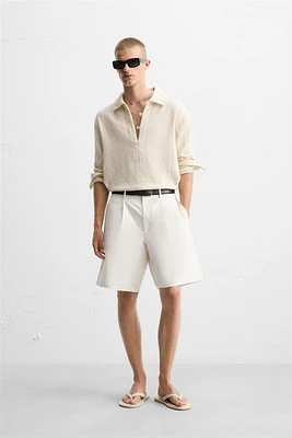 COTTON LINEN PLEATED SHORTS
