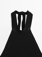 Halter top with tied neck detail