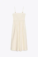 ROBE MIDI AVEC LIN BRETELLES FANTAISIE
