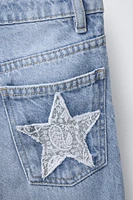 STAR PATCH WIDE LEG JEANS