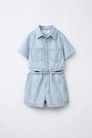 CUT OUT DENIM SHORT JUMPSUIT