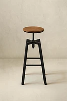 WOOD AND METAL SWIVEL BAR STOOL