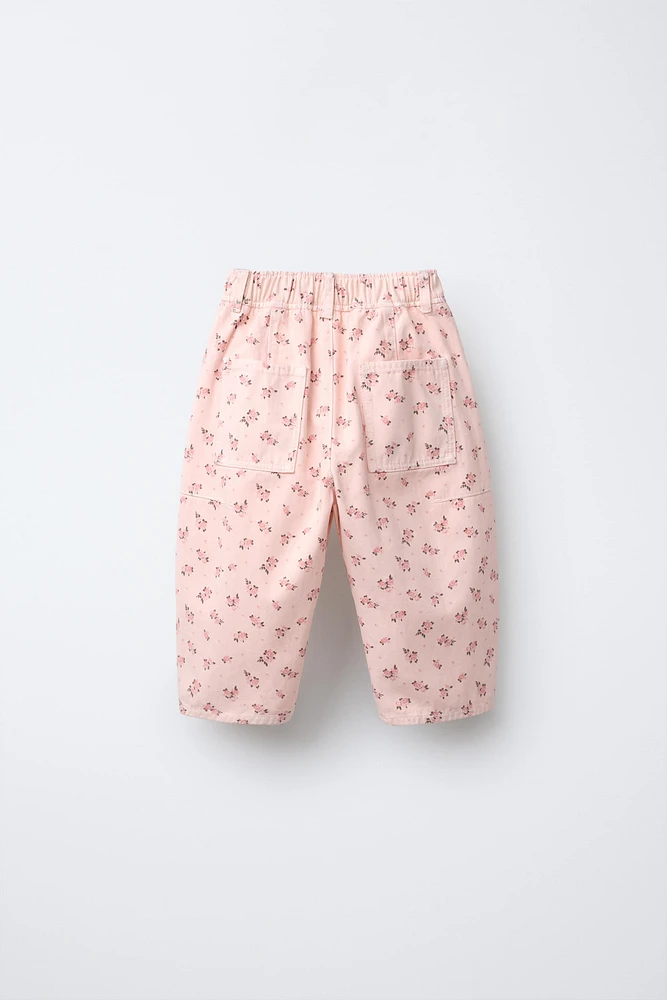 FLORAL PRINT TWILL PANTS