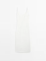 Robe midi à bretelles en coton mélangé