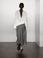 Jupe midi ample en lin mélangé