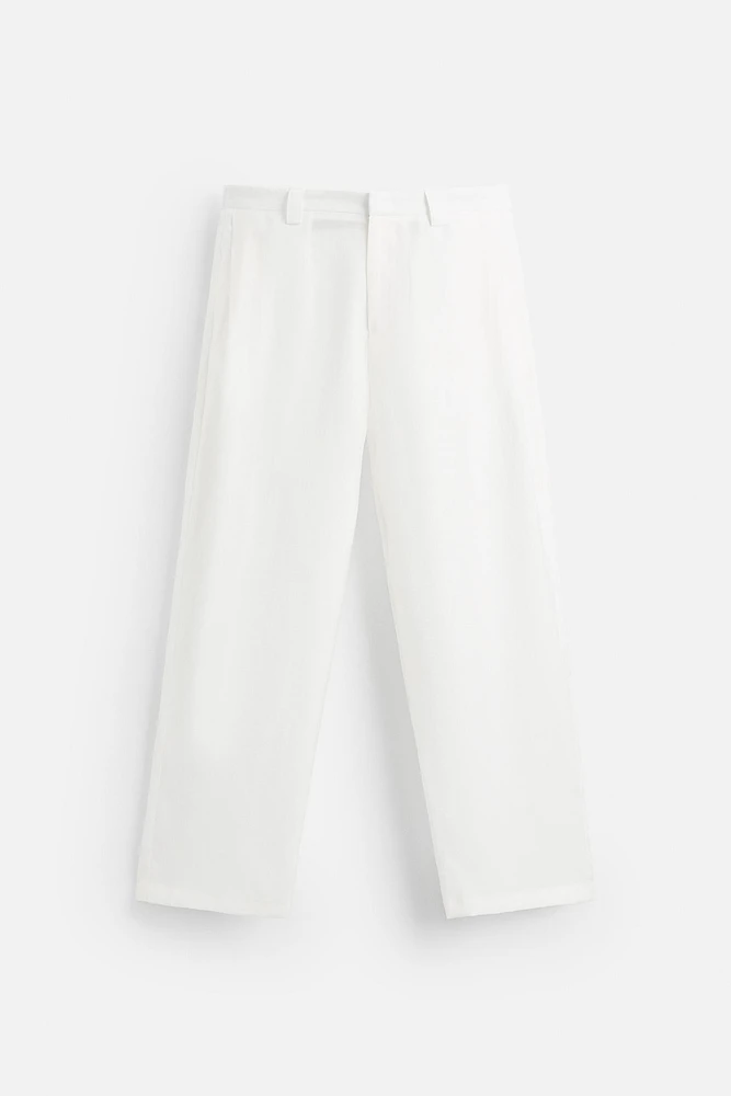 LYOCELL BLEND PLEATED PANTS