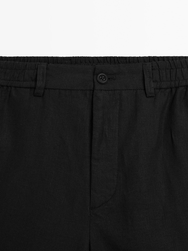Lightweight 100% linen Bermuda shorts