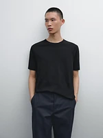 Short-sleeved T-shirt with linen