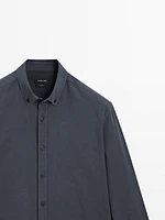 Cotton blend regular fit twill shirt